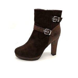 Kadi Maya Boots Womens Brown 9.5 Dressy Ankle Shoe Side Zip High Heel 260S07 NEW